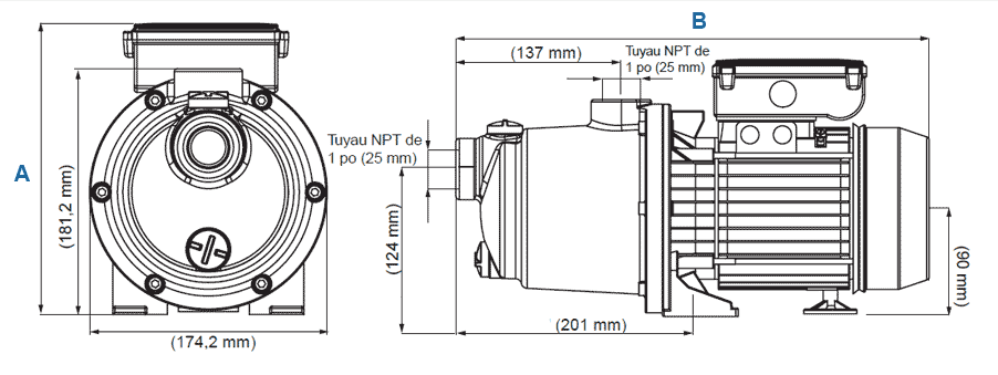 Dimensions pompe Boost Rite 1,5 cv