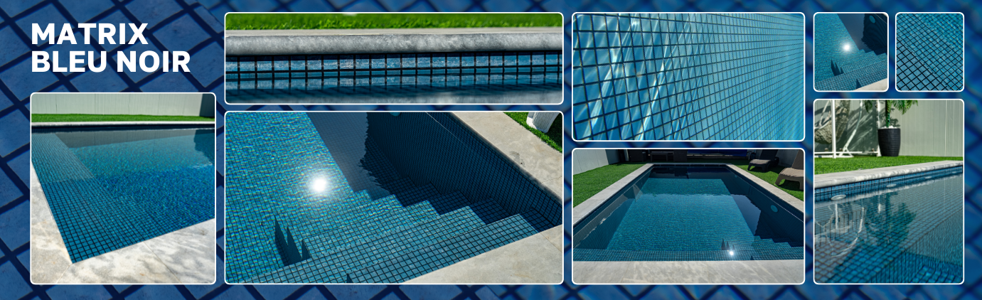 Liner PVC Armé Matrix Haogenplast Bleu Noir - Effet Carrelage